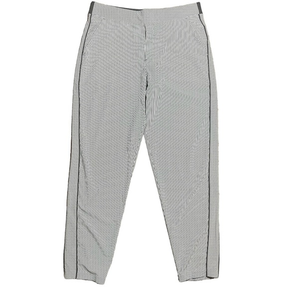 Athleta Wm’s Brooklyn Textured Ankle Pants in White & Gray Stripes NWOT Sz 16T - Picture 1 of 15